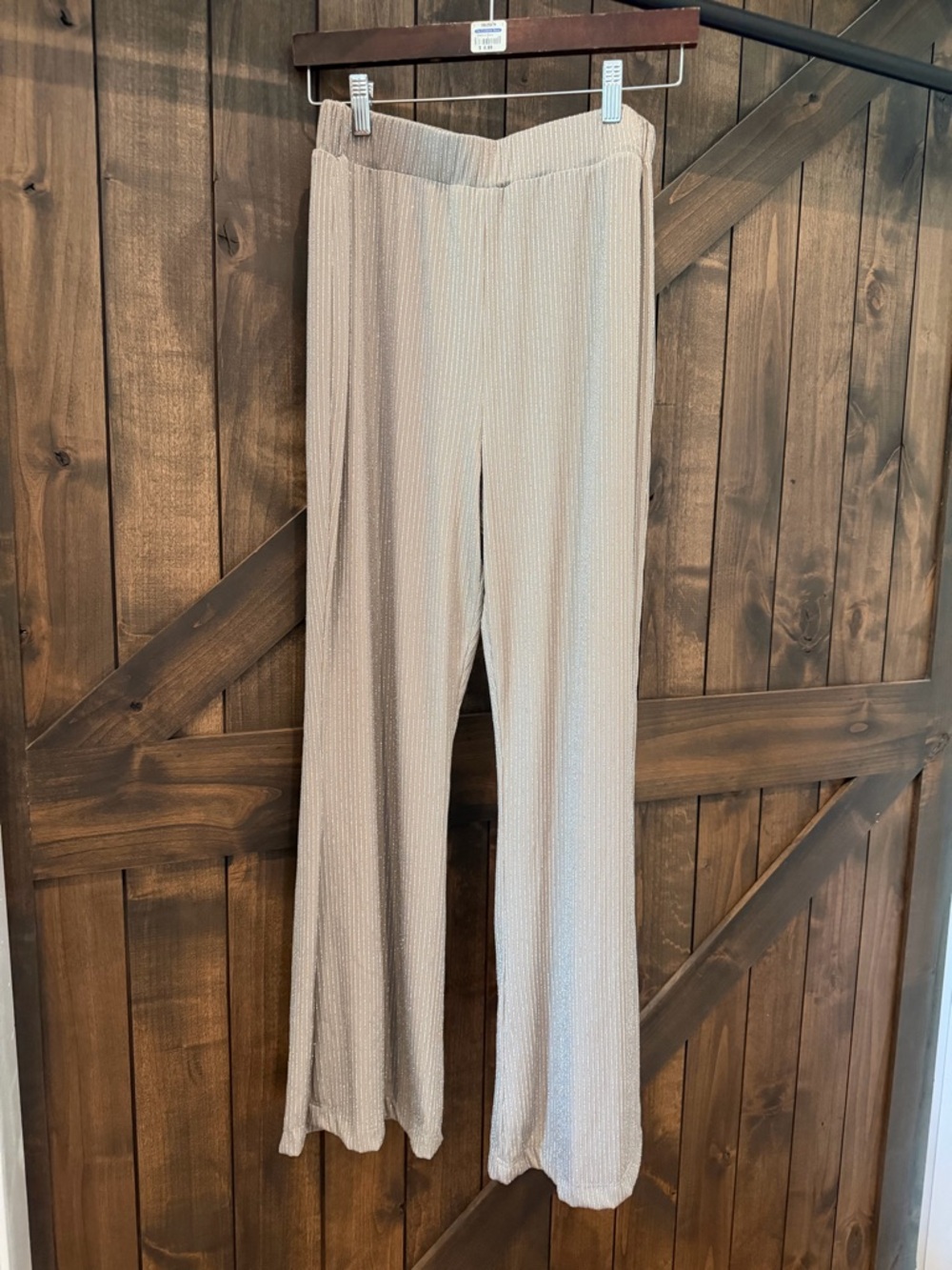 French Connection Paula Metallic striped Textured Wide-Leg Pants.